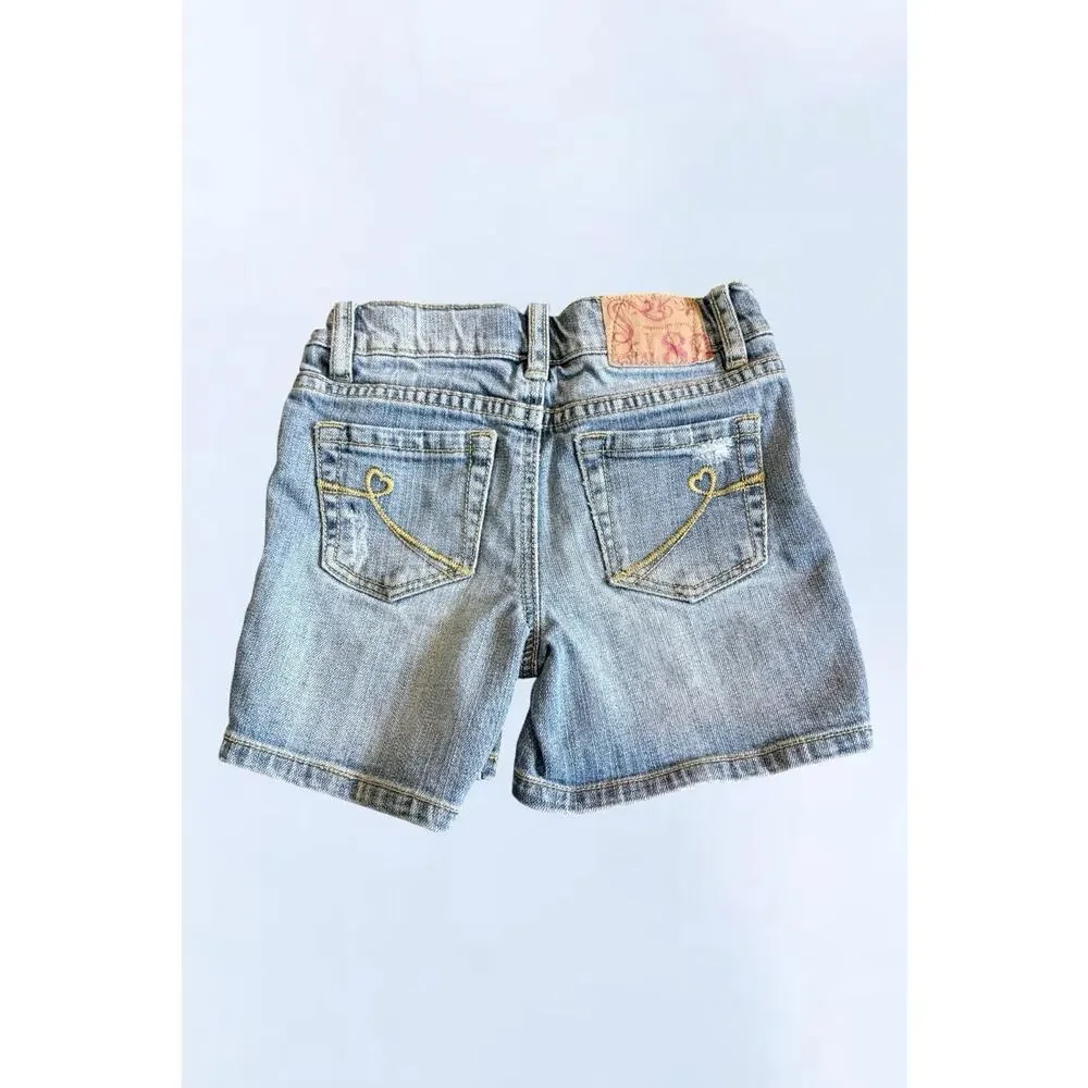 The Children's Place Girls Blue Light Wash Studded Denim Shorts Pockets Button 6